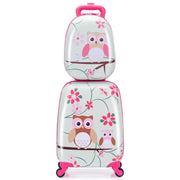 Set di 2 valigie (31,5 x 22 x 47 cm) e zaino (24 x 13 x 33 cm) pratico per bambini design gufo in plastica ABS blu 20_0014611