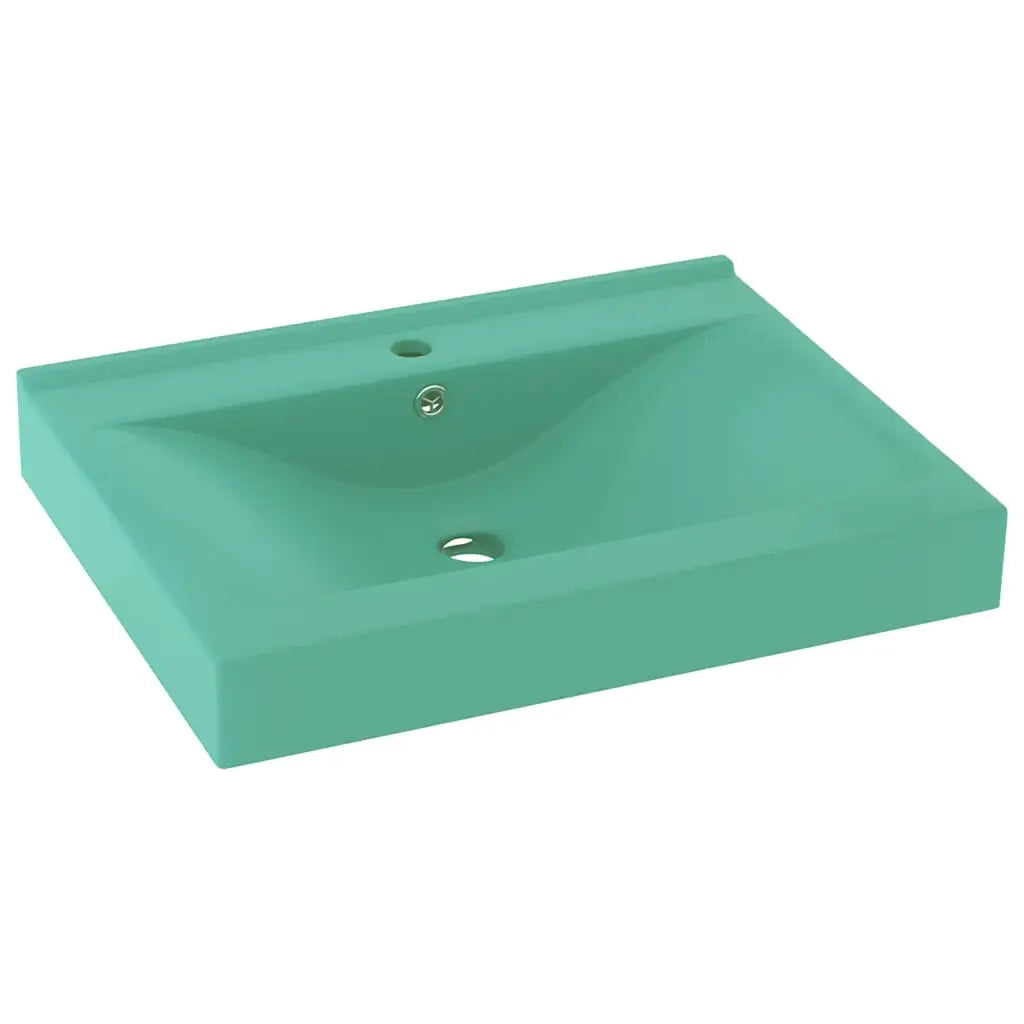 Lavabo con Foro Rubinetto Verde Chiaro Opaco 60x46 cm Ceramica CFW9168722