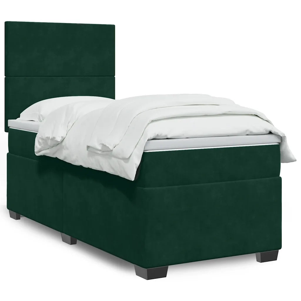 Giroletto a Molle con Materasso Verde Scuro 90x190 cm Velluto 3290783