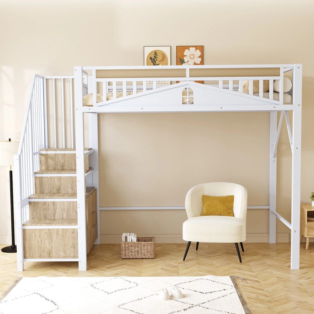 Letto a soppalco ¨C Minimal ¨C metallo bianco 90x200 cm
