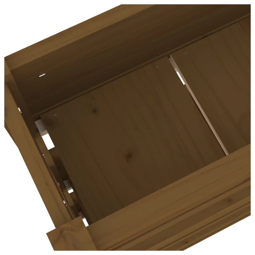 Fioriera Marrone Ambra 112x25x104,5cm in Legno Massello di Pino 823923