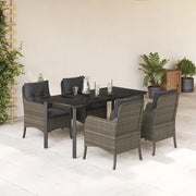 Set da Pranzo da Giardino 5 pz con Cuscini in Polyrattan Grigio 3211958