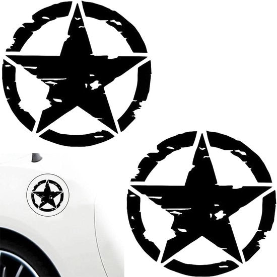 Sticker militare decorativo off-road - 2 pezzi - nero - 15 x 15 cm