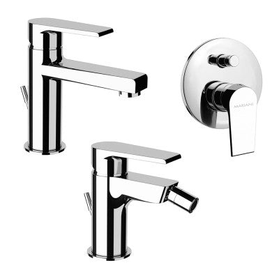 Set miscelatori lavabo bidet e doccia incasso cromato Mariani Artic