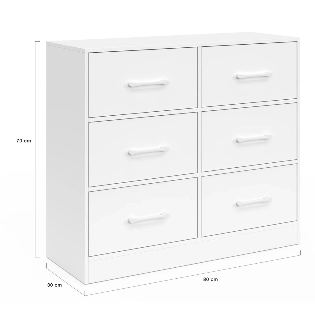 IDMarket - Cassettiera in tessuto a 6 cassetti UPPAH 80 cm in legno bianco