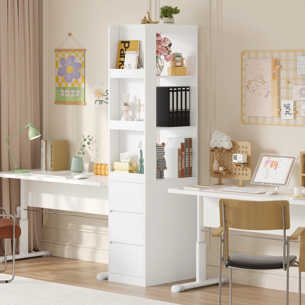Libreria Scaffale Stretta con Cassetti e Ripiani ¨C Xylo ¨C 60x40x200 cm