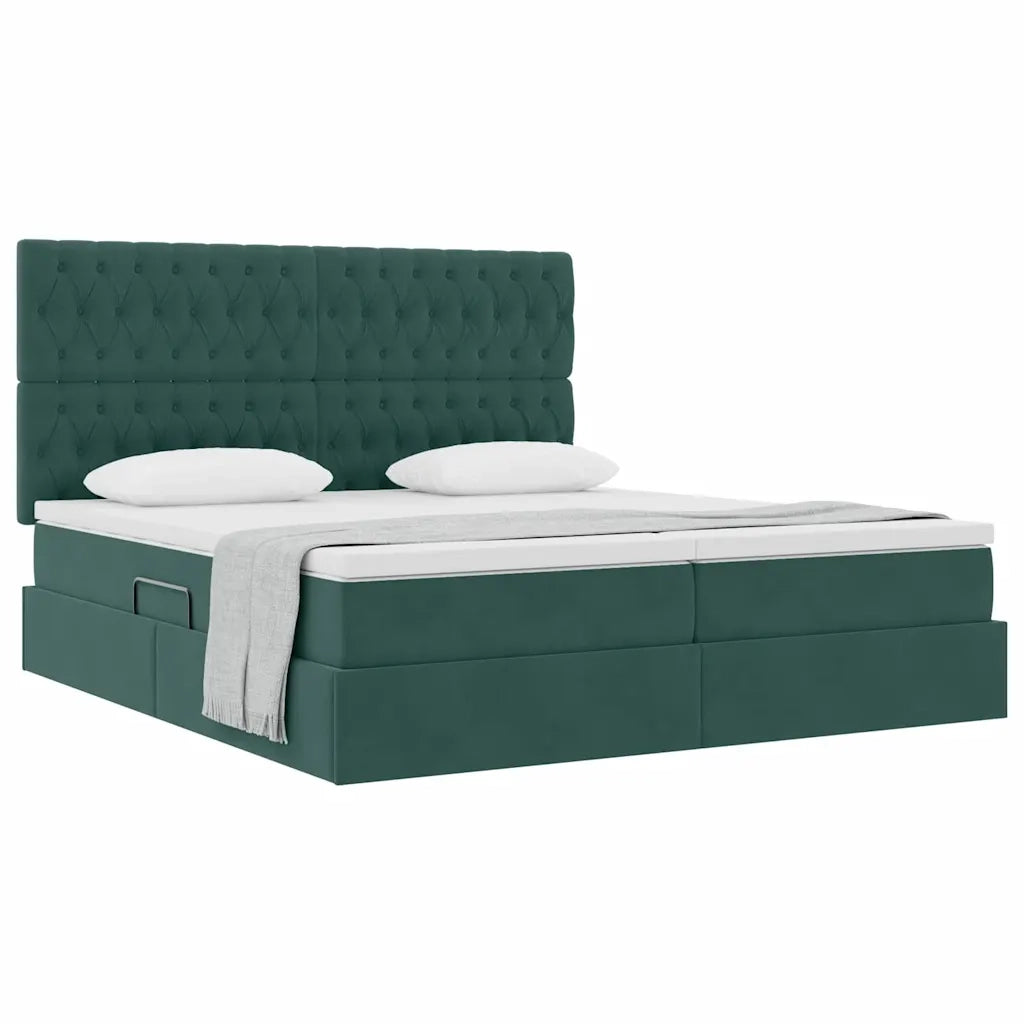 Letto con Contenitore Verde Scuro 200 x 200 cm Velluto