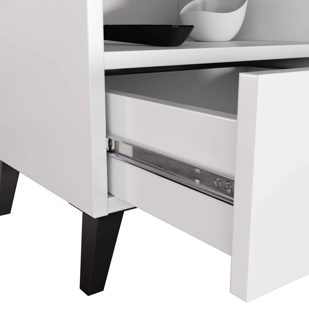 Comodino AKORD MOBI color bianco con cassetto L40 x H43 x P37 cm