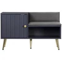Mobile Scarpiera da Ingresso con Seduta Imbottita e Armadietto per 4 Paia di Scarpe, 80x33x49cm, Grigio
