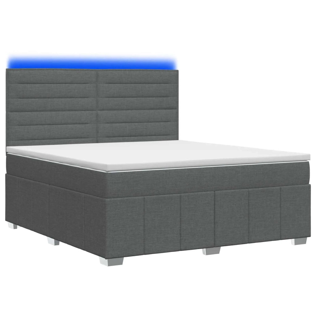 Letto Box Spring LED con Materasso Grigio Scuro 160 x 200 cm 3455634
