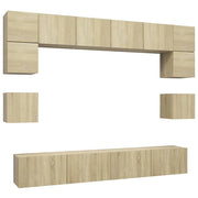 Set di mobili mobile buffet TV televisione soggiorno camera da letto soggiorno 8 pezzi rovere Sonoma multistrato marrone 02_0024346