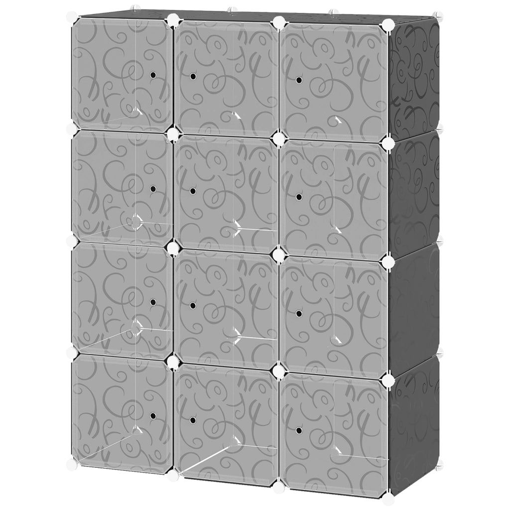 Armadio modulare 12 cubi con ante ¨C zephmum ¨C plastica bianca