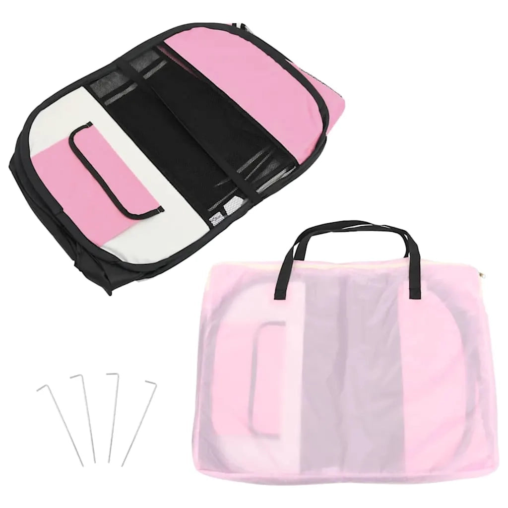 Box per Cani Pieghevole con Borsa Trasporto Rosa 125x125x61 cm 171011