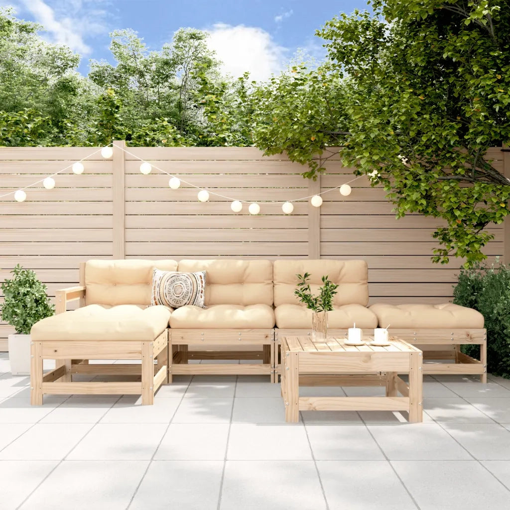 Set Salotto da Giardino 6 pz | Set di Mobili da Esterno in Legno Massello di Pino