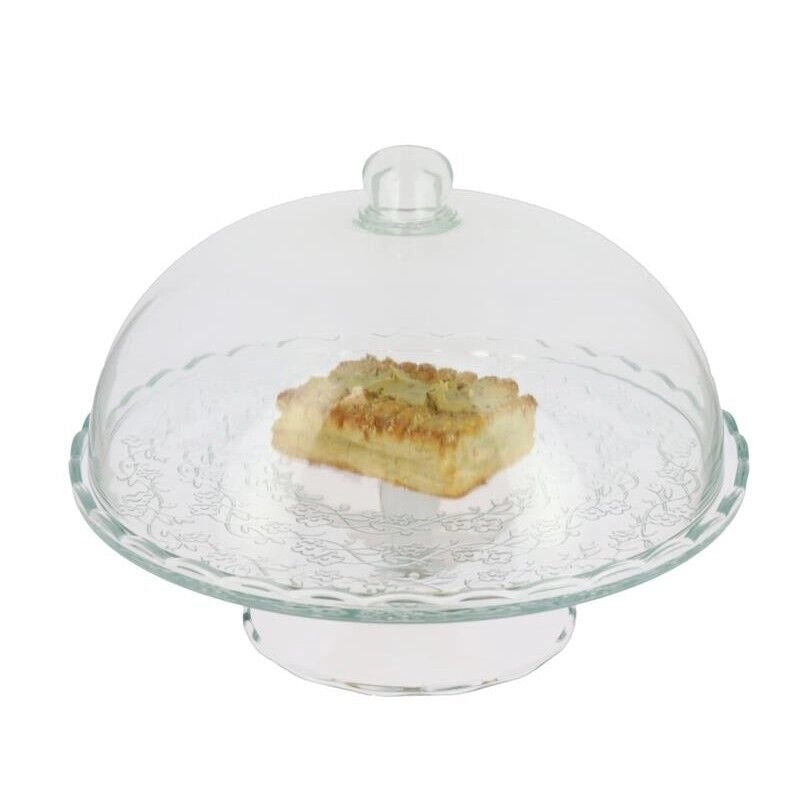 ALZATA PORTATORTA H 20 X 29 CM PORTA DOLCI IN VETRO TRASPARENTE