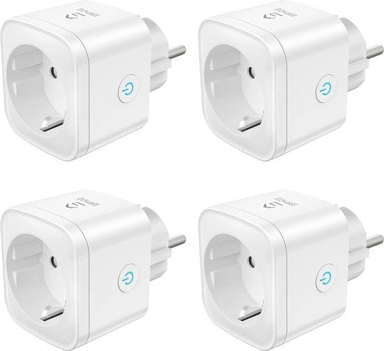 Pilastro intelligente 16A 3680W con contatore di consumo energetico - Controllo vocale - Timer - Compatibile con Alexa e Google Assistant - Set da 4