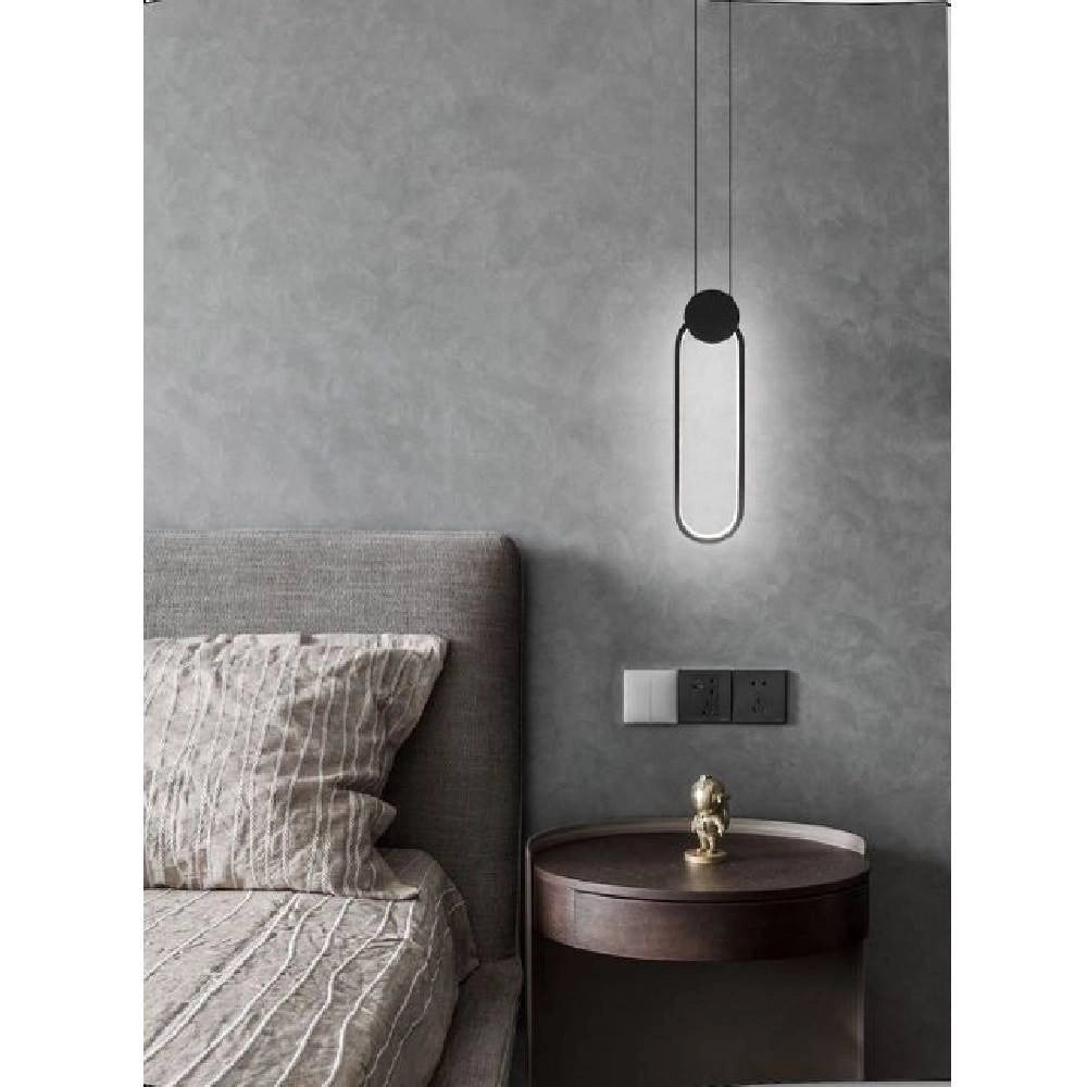 Trade Shop - Lampadario Led Sospensione Moderno Metallo Nero 14w Luce 3000k 4000k 6500k Lp-03 - -bianco Freddo      -