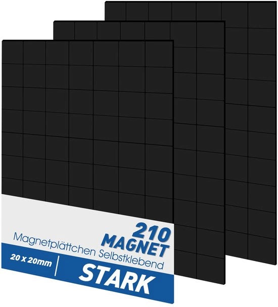 Pannelli magnetici adesivi 20x20mm grandi, 210 pezzi Pannelli magnetici adesivi flessibili per oggetti leggeri e piccoli