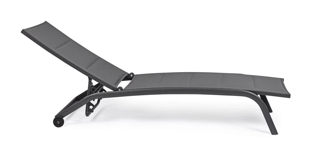 Lettino Prendisole da Giardino 61x192x96 cm con Ruote in Alluminio Antracite