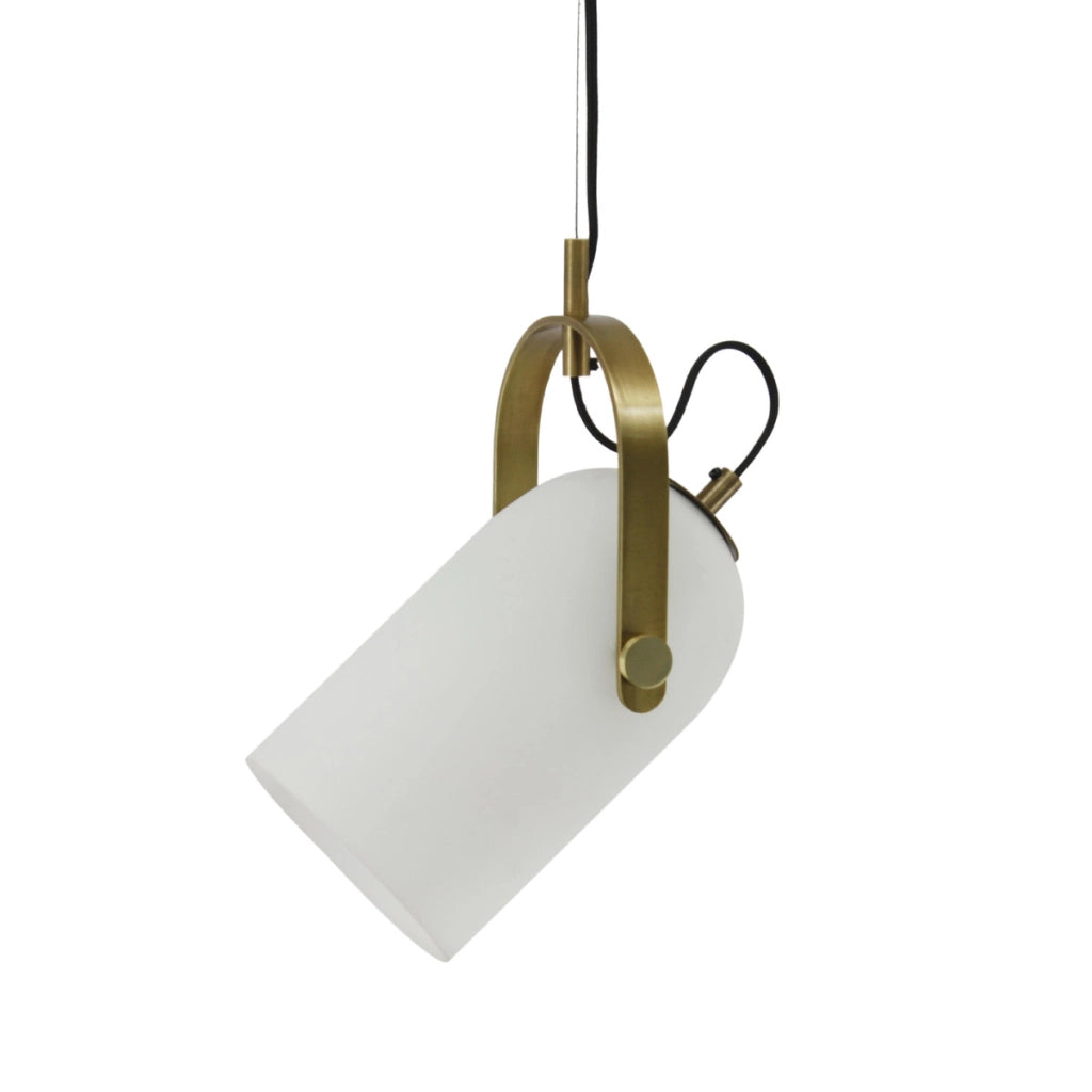 Lampada a sospensione Candace in vetro e metallo bianco