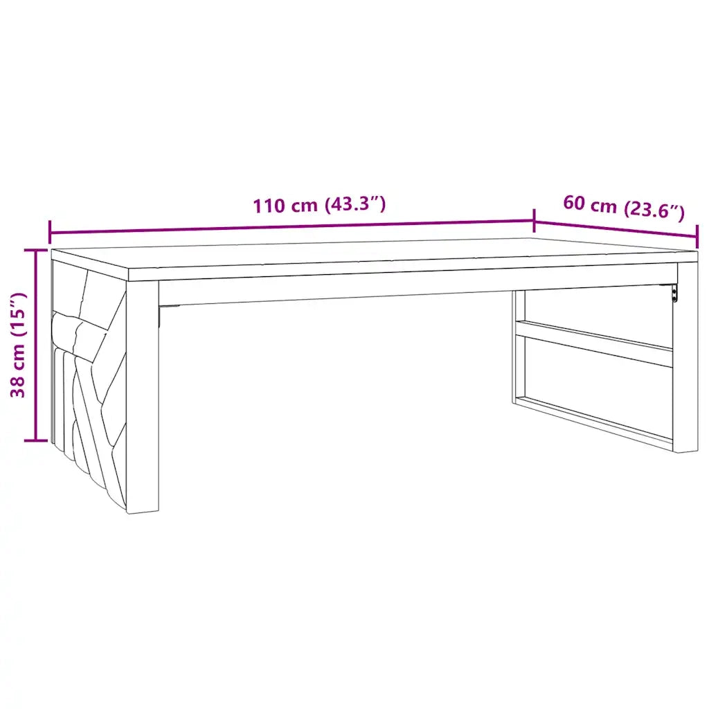 vidaXL Tavolino da Salotto 110x60x38 cm in Legno Massello di Teak