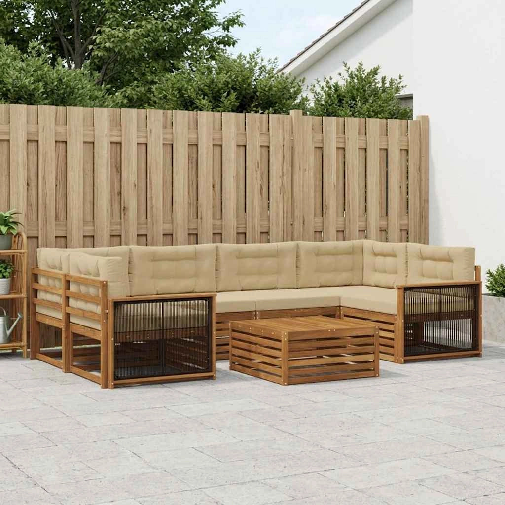 Set di divani da esterno 7 pz Naturale e Beige 3383086
