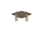 Tavolino in legno "Poalla" - 90 x 90 x 35 cm - Marrone