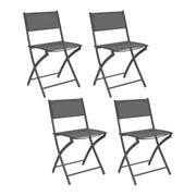 IDMarket - Set di 4 sedie da giardino pieghevoli BASTIA in metallo e textilene, grigio antracite