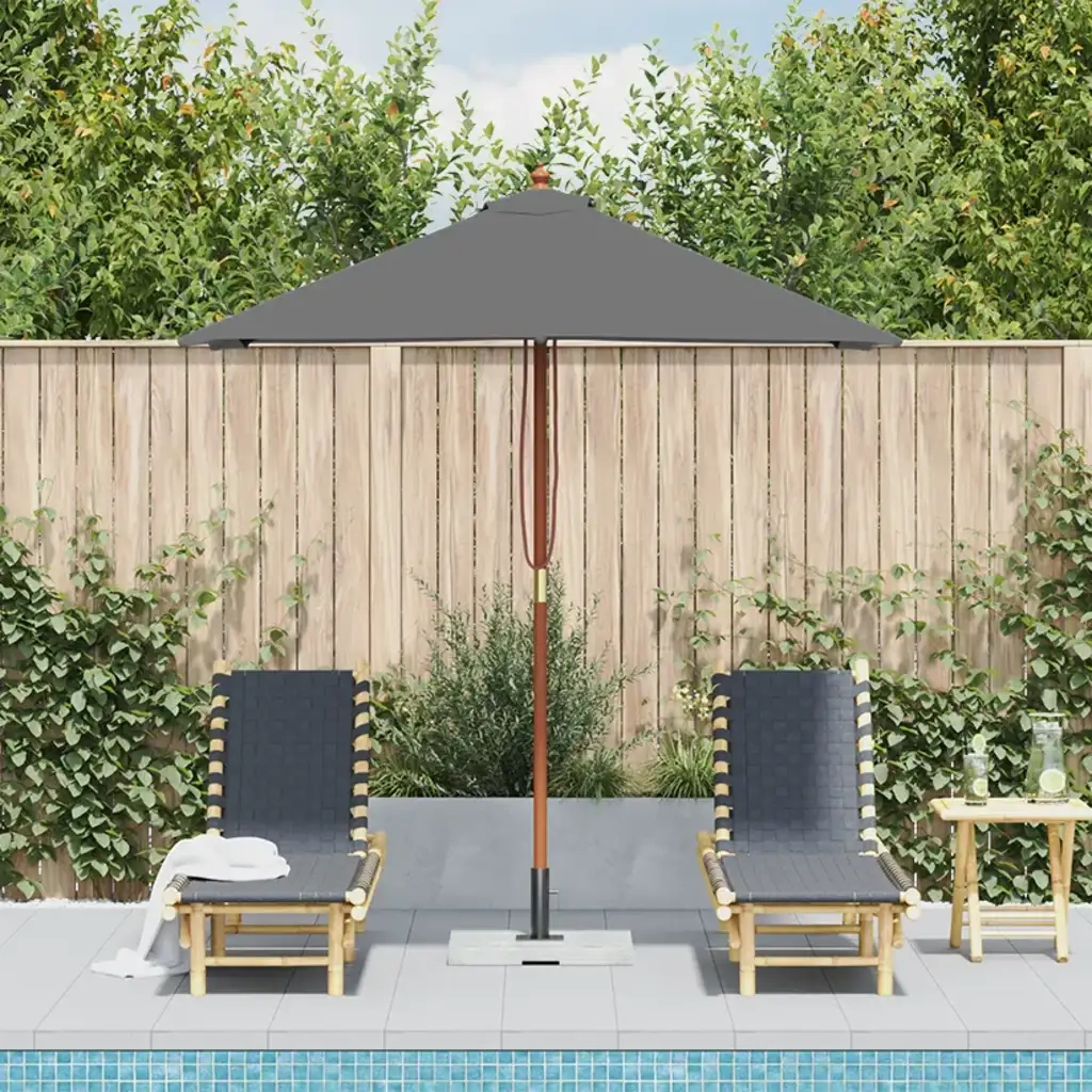 Ombrellone da Esterni con Palo in Legno 150x200 cm Antracite