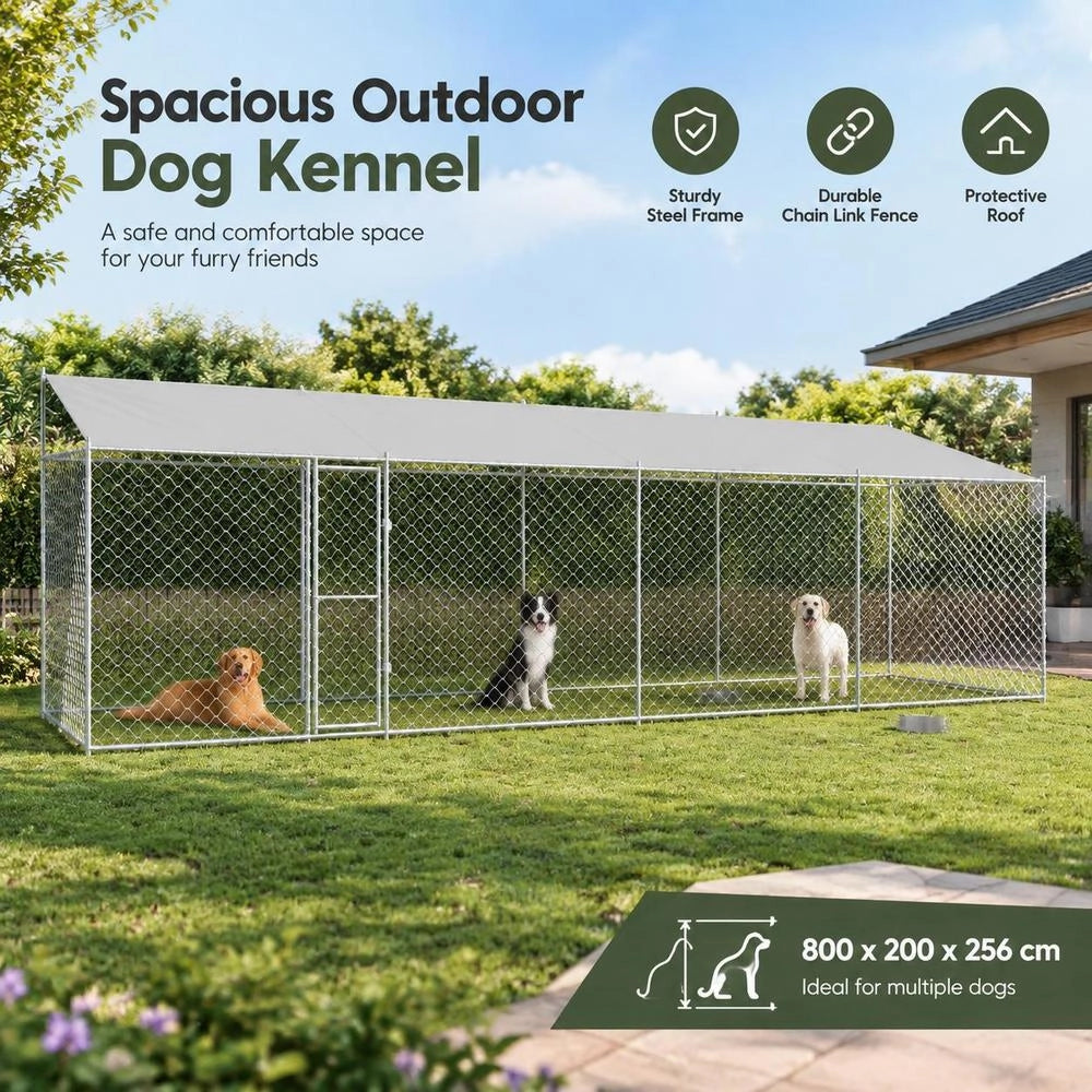 Dog Cage Silver 800 X 200 X 256 Cm Galvanized Steel