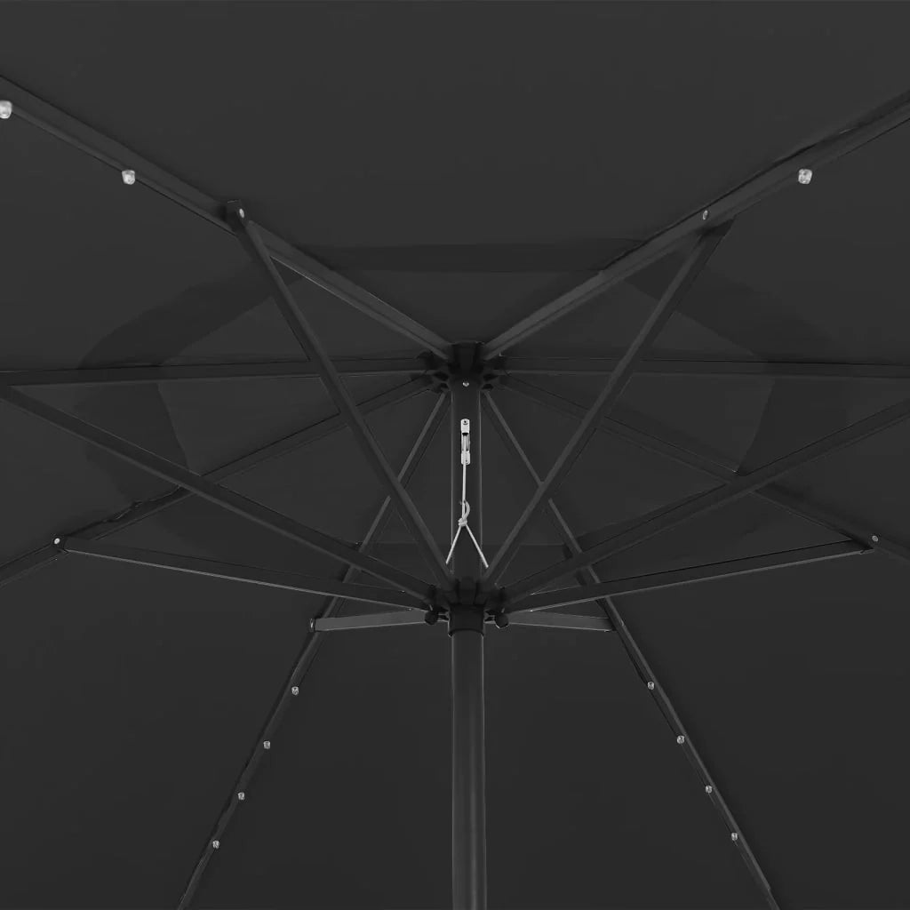 Ombrellone da esterno con LED e palo in metallo nero da 400 cm 02_0008182
