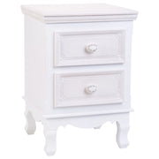 Comodino in legno con 2 cassetti bianchi 37x33,5x53.