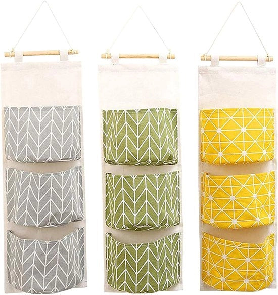 Set di contenitori di stoccaggio in lino e tessuto originale con cerniere su entrambi i lati, piccole modifiche per uso da tavolo, confezione da 4 pezzi