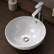 Lavabo da appoggio bianco tondo in ceramica lucida per bagno moderno per piani e mobili