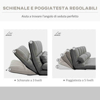 Divano Letto da Terra 130x73x60 cm con Schienale Reclinabile su 7 Livelli e Cuscini Grigio Carbone