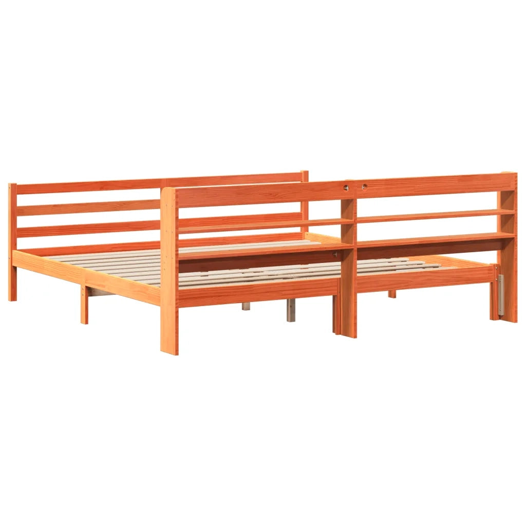 vidaXL Letto senza Materasso Marrone Cera 200x200 cm in Legno di Pino