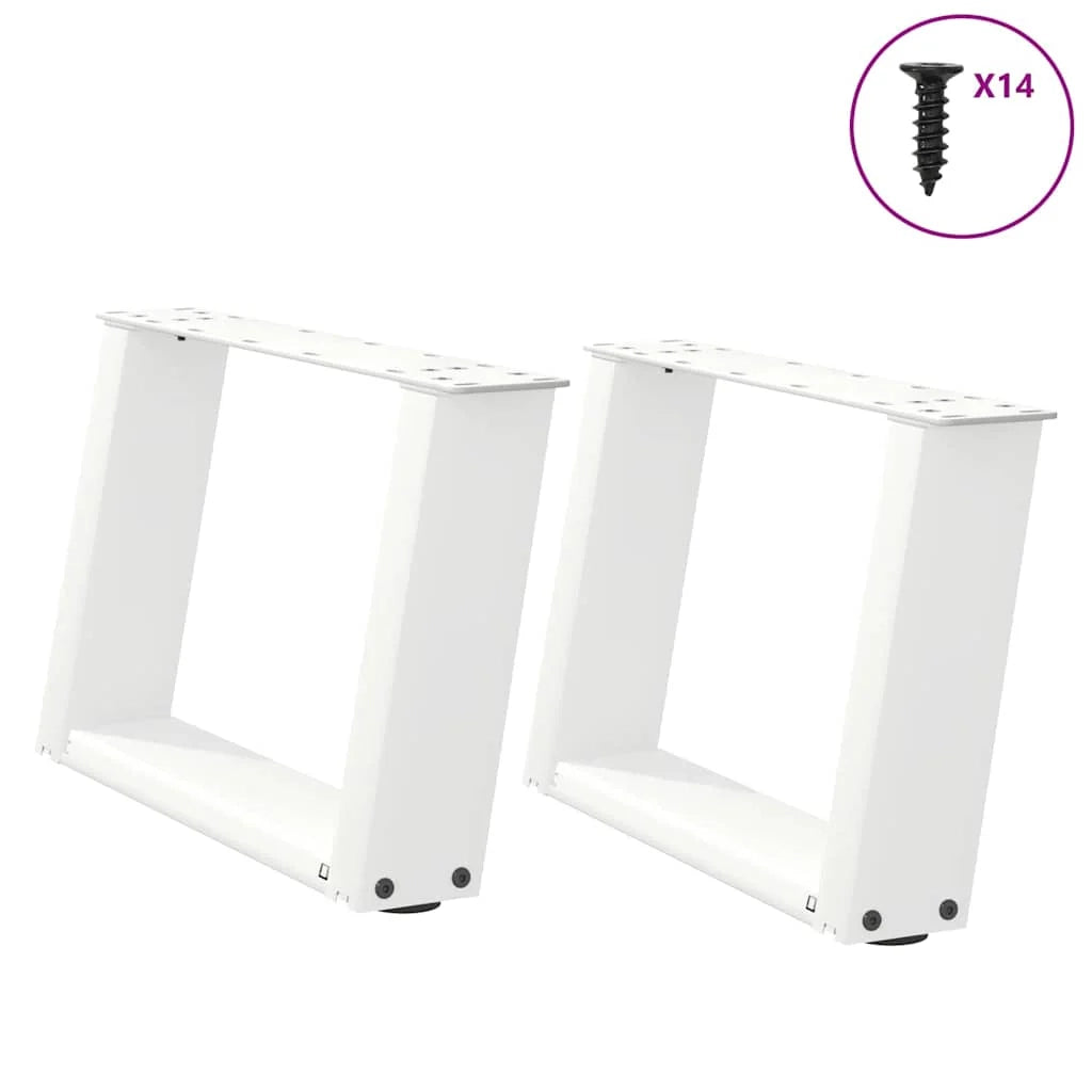 Set di 2 gambe per tavolino da caffè a forma di U dal design moderno 40 x 31 cm con piedini regolabili in acciaio bianco 02_0057026