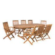 Set da pranzo per esterni in legno di acacia chiaro tavolo da 8 posti sedie pieghevoli design rustico