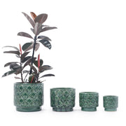 VASO PER PIANTE Ø 31,5 cm in ceramica verde lucida con rilievo a cuore
