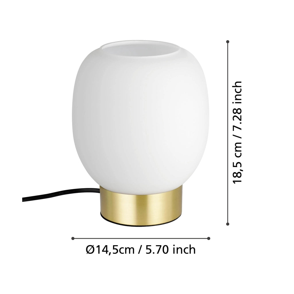 Lampada Da Tavolo Contemporanea Manzanares Acciaio Ottone Spazzolato 1 Luce E27