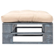 Ottomana da Giardino in Pallet con Cuscino Sabbia Legno Grigio 275281