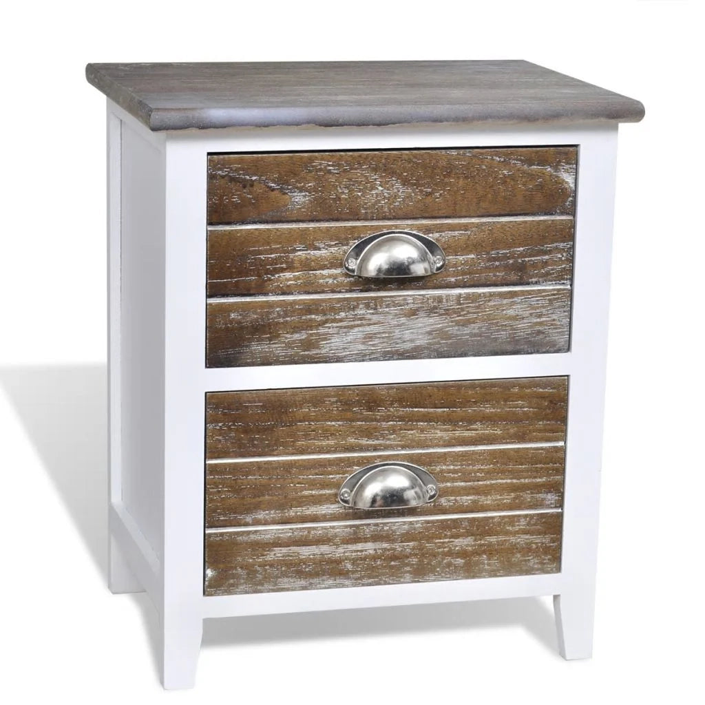 Comodino comodino cassettiera mobili per camera da letto 2 pezzi con 2 cassetti marrone e bianco 1402152