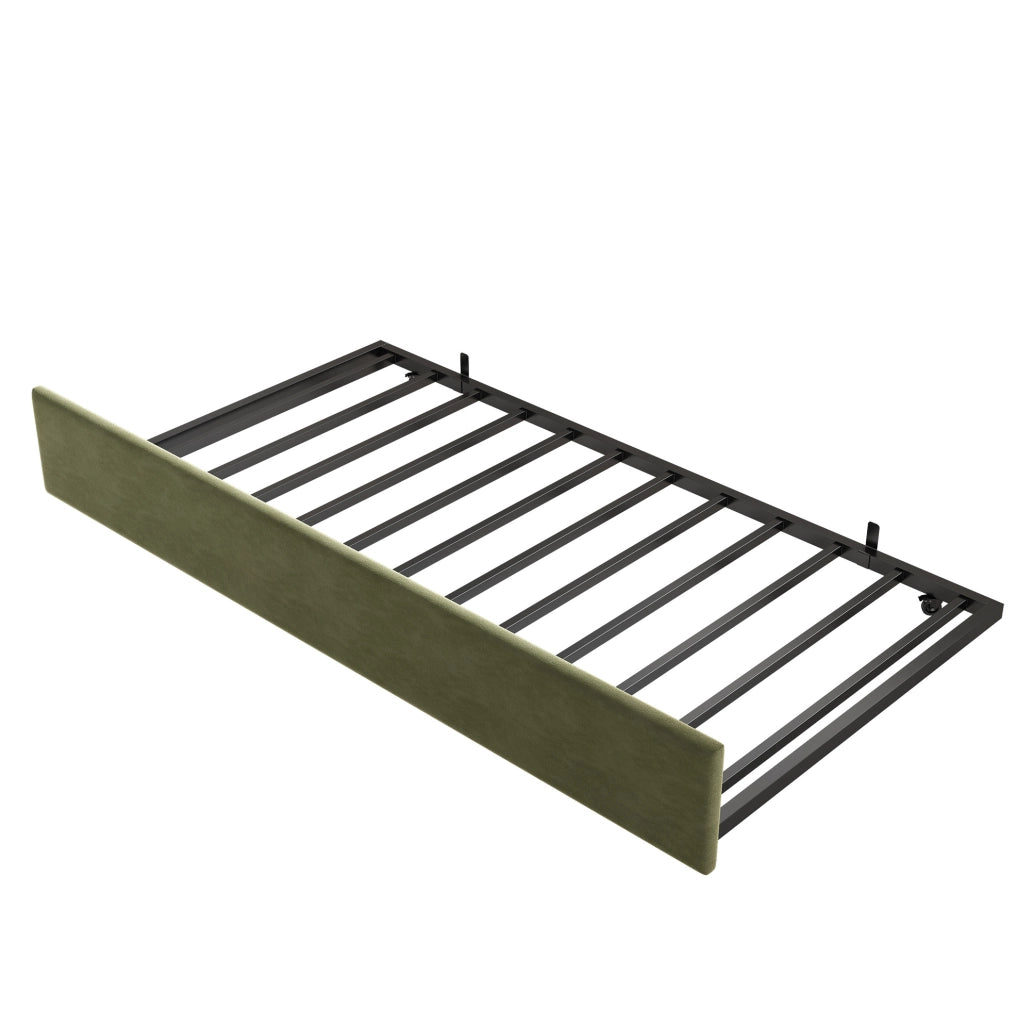 Letto daybed imbottito 90x200 cm con letto estraibile 90x190 cm verde