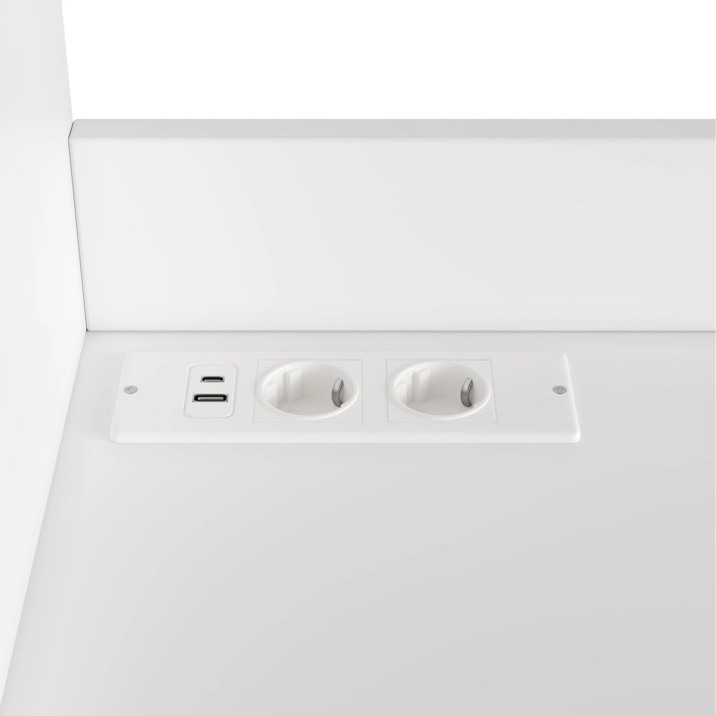 Credenza alta 120 x 40 x 178 cm con prese e USB, bianca