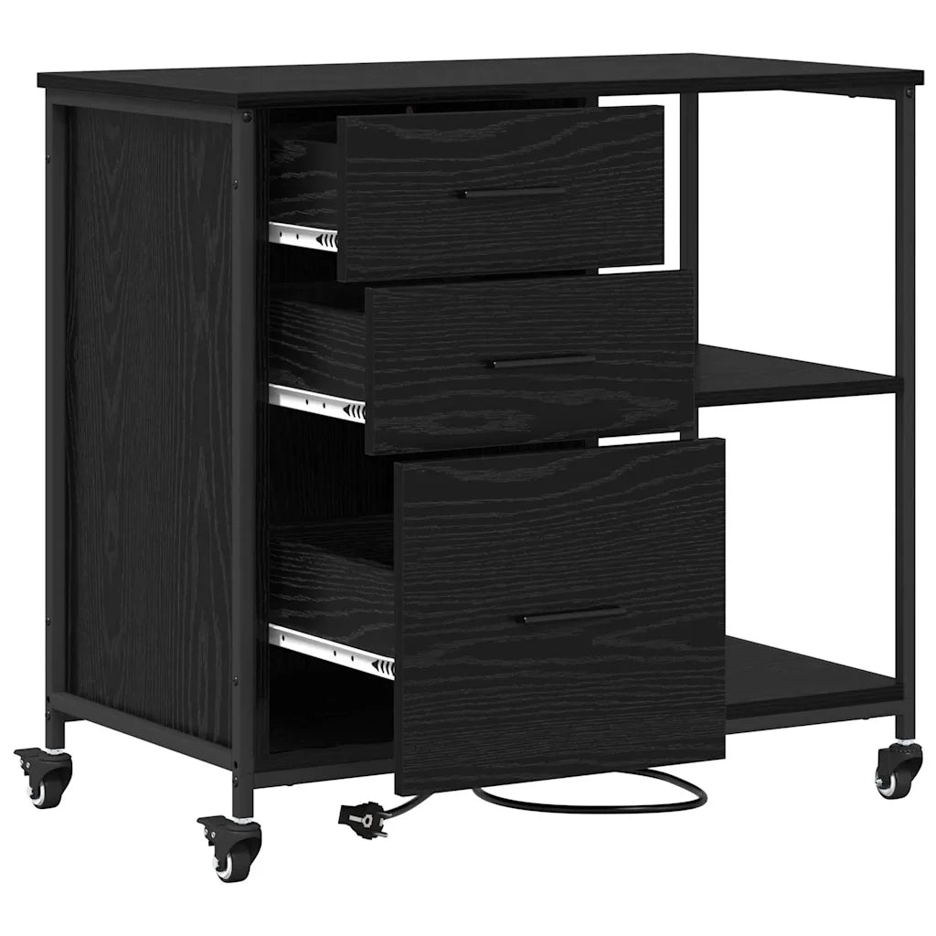 Cabina con Stazione di Ricarica Rovere Nero 76 x 41 x 72 cm 859835