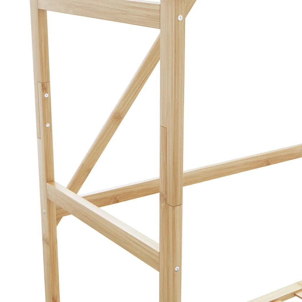 Appendiabiti con Ripiani e Ruote 110x40x180 cm in Bambù 4008923