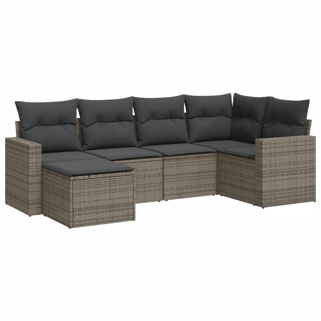 Set Divano da Giardino 6 pz con Cuscini Grigio in Polyrattan 3219250