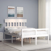 Letto per Anziani con Testiera-Struttura Letto per Anziani Bianco 140x190 cm Legno Massello 941535