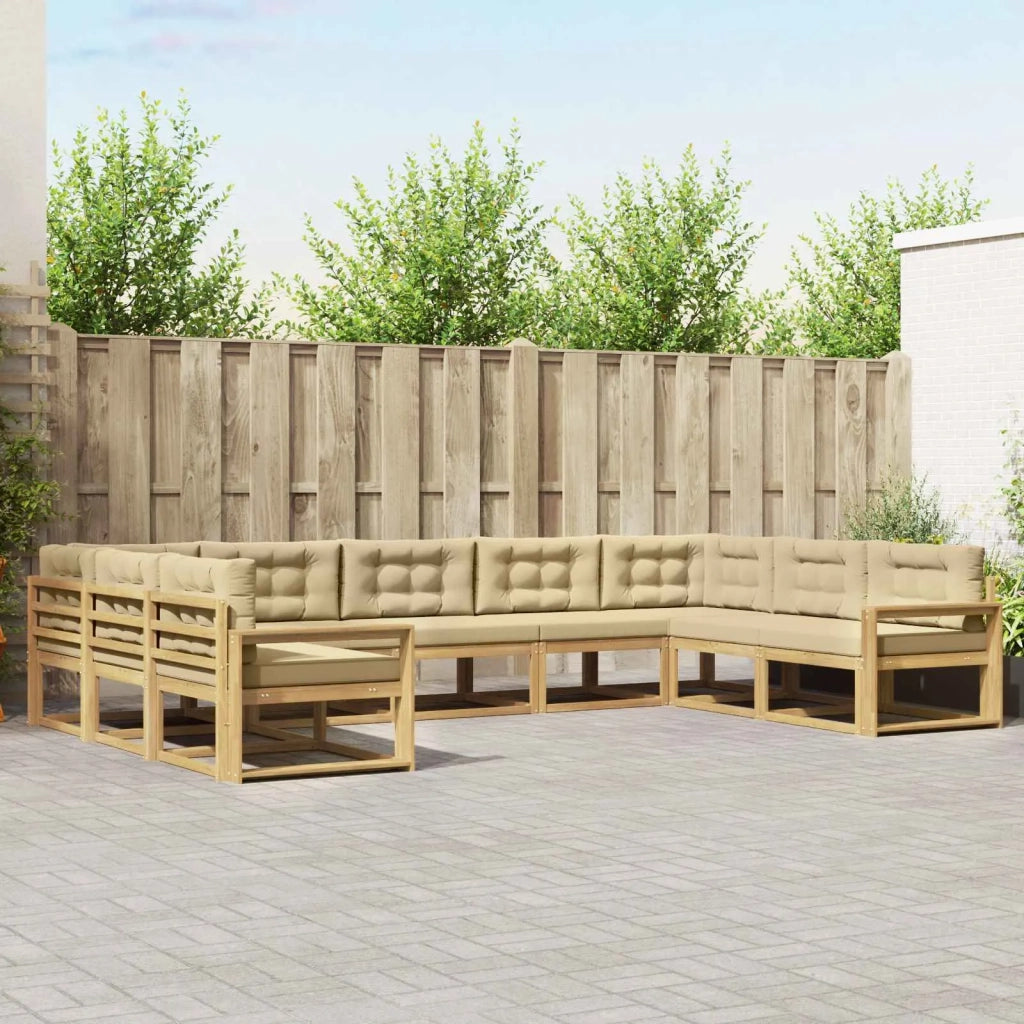 Set di divani da esterno con cuscino 9 pcs Bianco e Beige