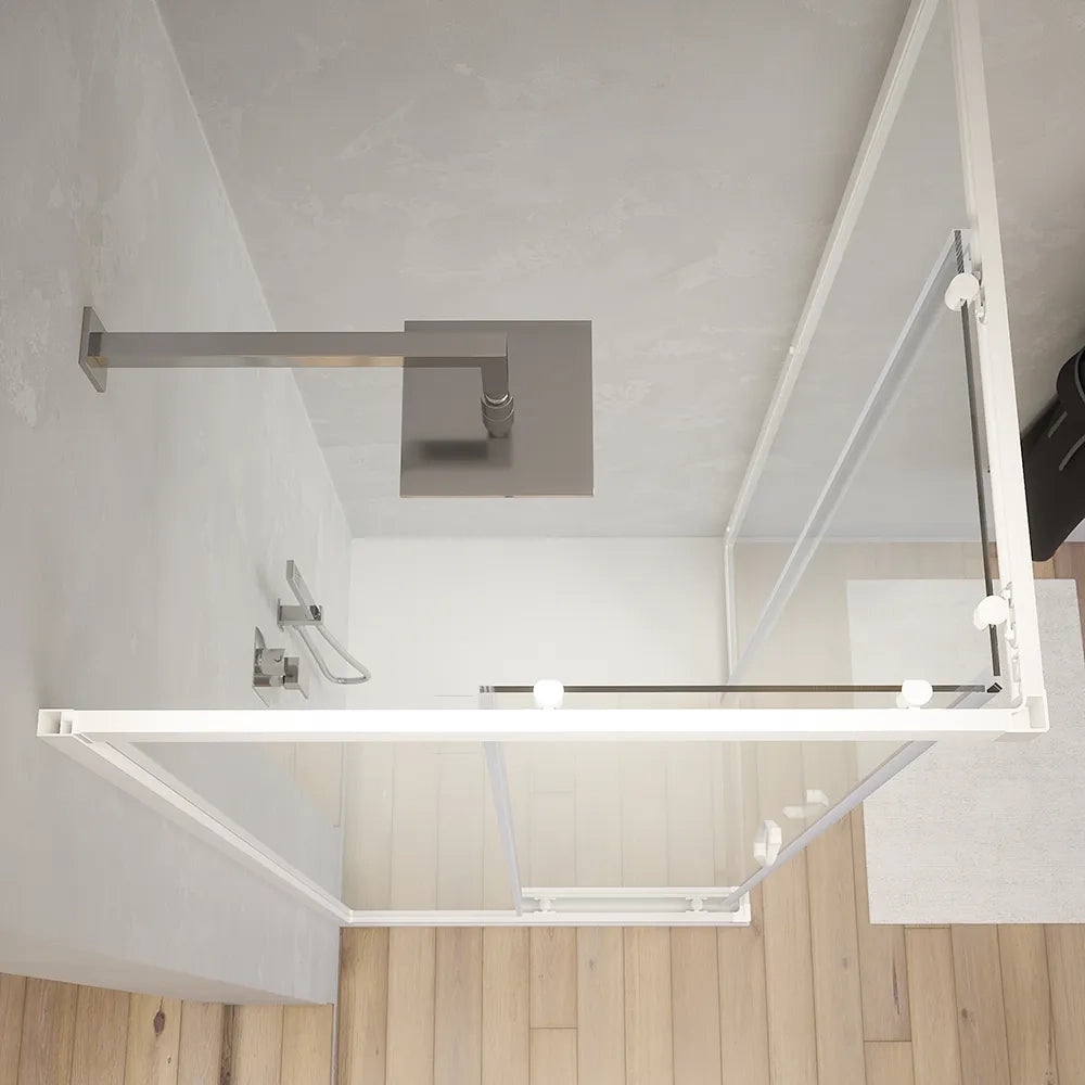 Box doccia angolare 75x75 cm trasparente 4 mm profili bianchi | Grenada